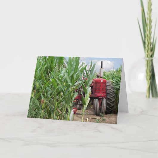 Rode Boerderij Tractor in een Cornfield Birthday Kaart (Voorkant)