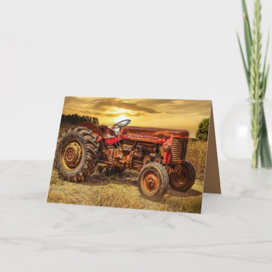  rode Boerderij tractor Kaart (Voorkant)