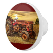 rode Boerderij tractor Keramische Knop (Rechts)