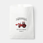 Rode Boerderij Tractor Kids Verjaardagsfeestje Bedankzakje (Voorkant)