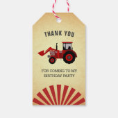 Rode Boerderij Tractor Kids Verjaardagsfeestje Fav Cadeaulabel (Achterkant)