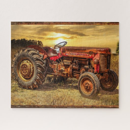  rode Boerderij tractor Legpuzzel (Horizontaal)