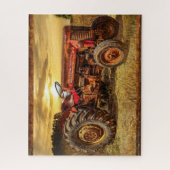 rode Boerderij tractor Legpuzzel (Verticaal)