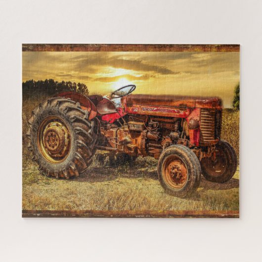 rode Boerderij tractor Legpuzzel (Horizontaal)