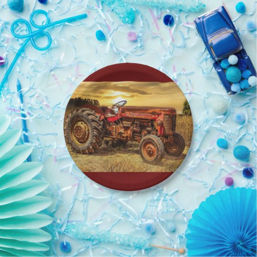  rode Boerderij tractor Papieren Bordje (Feest)