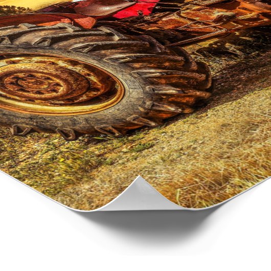  rode Boerderij tractor Poster (Hoek)