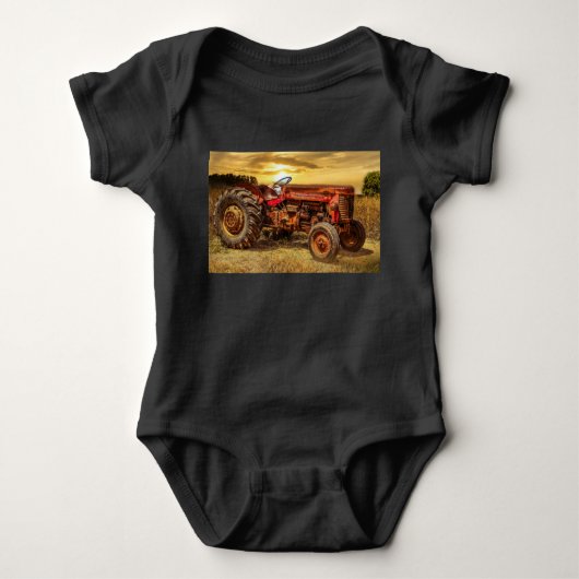 rode Boerderij tractor Romper (Voorkant)