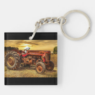 rode Boerderij tractor Sleutelhanger