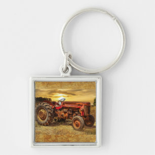 rode Boerderij tractor Sleutelhanger