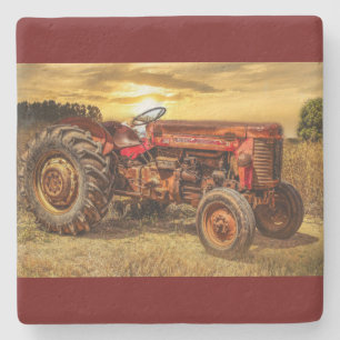  rode Boerderij tractor Stenen Onderzetter