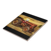  rode Boerderij tractor Tegeltje (Zijkant)