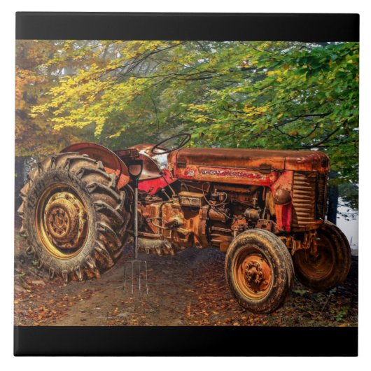 rode Boerderij tractor Tegeltje (Voorkant)