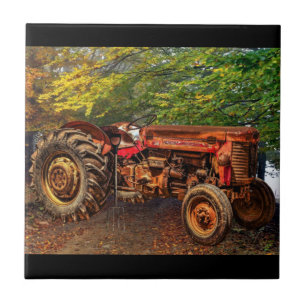 rode Boerderij tractor Tegeltje