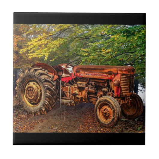 rode Boerderij tractor Tegeltje (Voorkant)