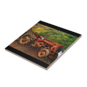 rode Boerderij tractor Tegeltje (Zijkant)