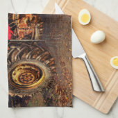  rode Boerderij tractor Theedoek (Quarter Fold)