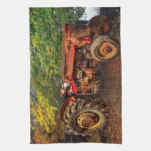  rode Boerderij tractor Theedoek (Verticaal)