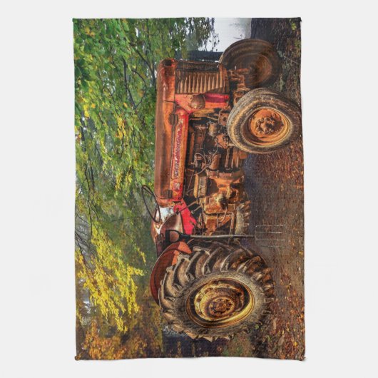  rode Boerderij tractor Theedoek (Verticaal)