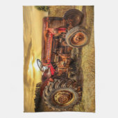 rode Boerderij tractor Theedoek (Verticaal)