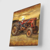 rode Boerderij tractor Vierkante Klok (Hoek)