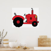 Rode Boerderij Trekker Voertuig Poster (Keuken)