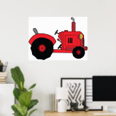 Rode Boerderij Trekker Voertuig Poster (Thuiskantoor)