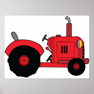 Rode Boerderij Trekker Voertuig Poster