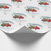 Rode Boerderij Vrachtwagen Kerstfeestdag Cadeaupapier (Hoek)