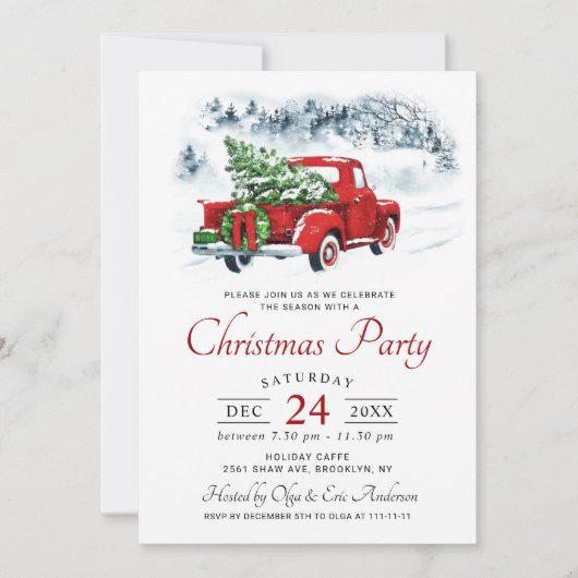  Rode Boerderij Vrachtwagen Kerstfeestdag Kaart (Voorkant)