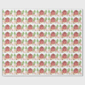 Rode Boerderijdieren Verjaardagsfeest Cadeaupapier (Vlak)