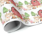 Rode Boerderijdieren Verjaardagsfeest Cadeaupapier (Rol Hoek)