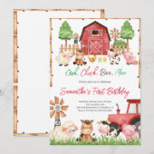 Rode Boerderijdieren Verjaardagsfeest Kaart (Voorkant / Achterkant)