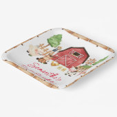 Rode Boerderijdieren Verjaardagsfeest Papieren Bordje (Gebogen)