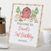 Rode Boerderijdieren Verjaardagsfeest Reclamebord Met Voetstuk (Insitu)