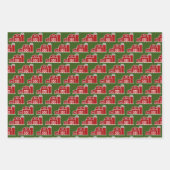 Rode boerderijen huis en op maat gesneden kerstmis inpakpapier vel (Voorkant 2)