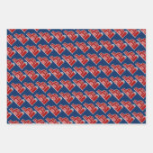 Rode boerderijen huis en op maat gesneden kerstmis inpakpapier vel (Voorkant)