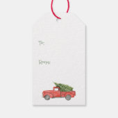 Rode Boerderijen Truck Holly Pattern Kerstcadeau L Cadeaulabel (Achterkant)
