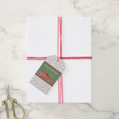 Rode Boerderijen Truck Holly Pattern Kerstcadeau L Cadeaulabel (Met Touw)