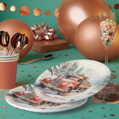  rode Boerderijen truck ingericht voor Kerstmis Servet