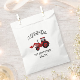 Rode boerderijtractor kinderverjaardagsfeestje bedankzakje
