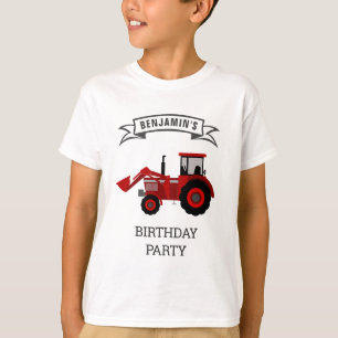 Rode boerderijtractor kinderverjaardagsfeestje t-shirt