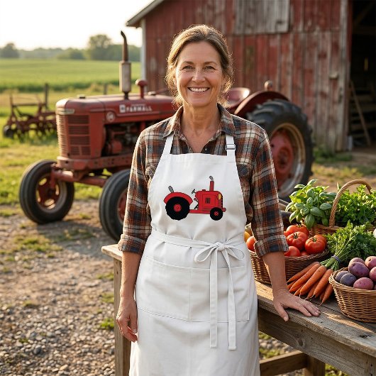 Rode boerderijtractor voertuig standaard schort