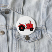 Rode boerderijtractorvoertuig ronde button 7,6 cm (In situ)