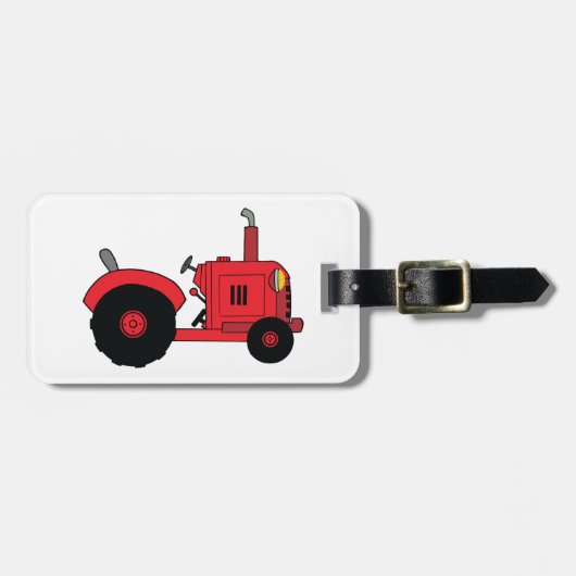 Rode boerentractorvoertuig bagagelabel (Voorkant horizontaal)