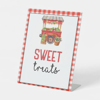 Rode Boer's Market Verjaardag Sweet Treats Teken Reclamebord Met Voetstuk