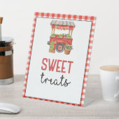 Rode Boer's Market Verjaardag Sweet Treats Teken Reclamebord Met Voetstuk (Insitu)