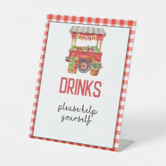Rode Boer's Markt Verjaardagsfeestje Drink Teken Reclamebord Met Voetstuk