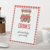 Rode Boer's Markt Verjaardagsfeestje Drink Teken Reclamebord Met Voetstuk (Insitu)