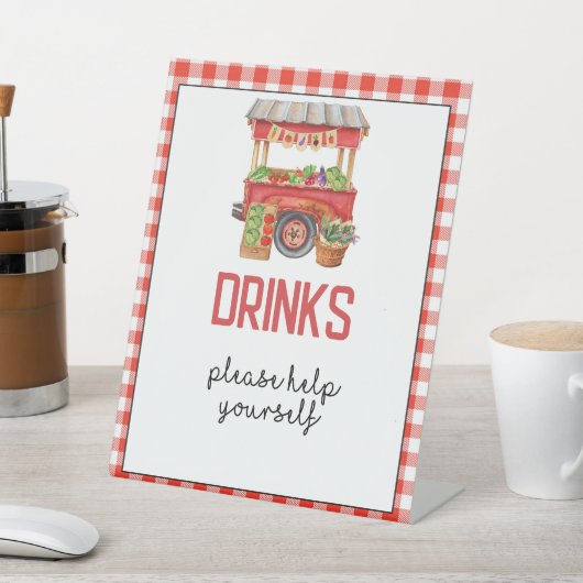 Rode Boer's Markt Verjaardagsfeestje Drink Teken Reclamebord Met Voetstuk (Insitu)