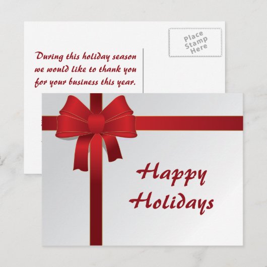 Rode Bogen de bedrijfs van Kerstmis Feestdagenkaart (Voorkant / Achterkant)